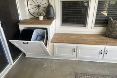 Custom Built Bench with Trash Cans